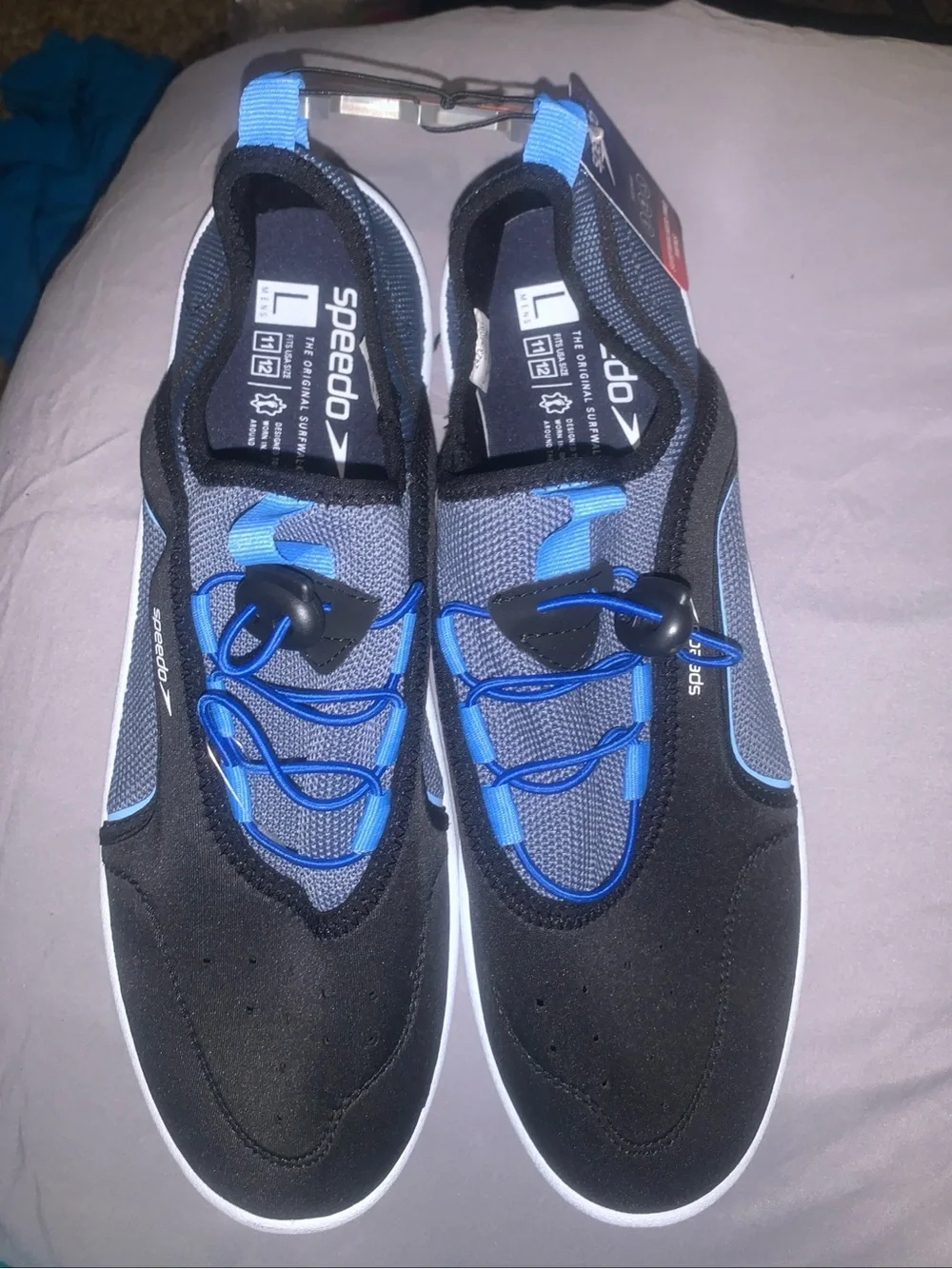 Speedo Men’s Black and Blue Water Shoes - Slip-On Quick-Dry Swim Shoes